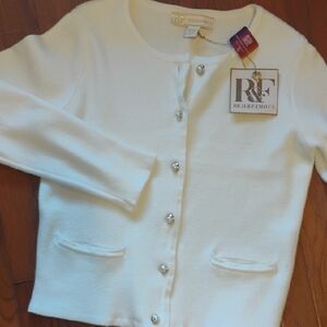 Women's White Cardigan Sweater